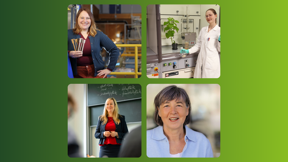 A collage of four female researchers at the HSZG.