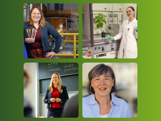 A collage of four female researchers at the HSZG.